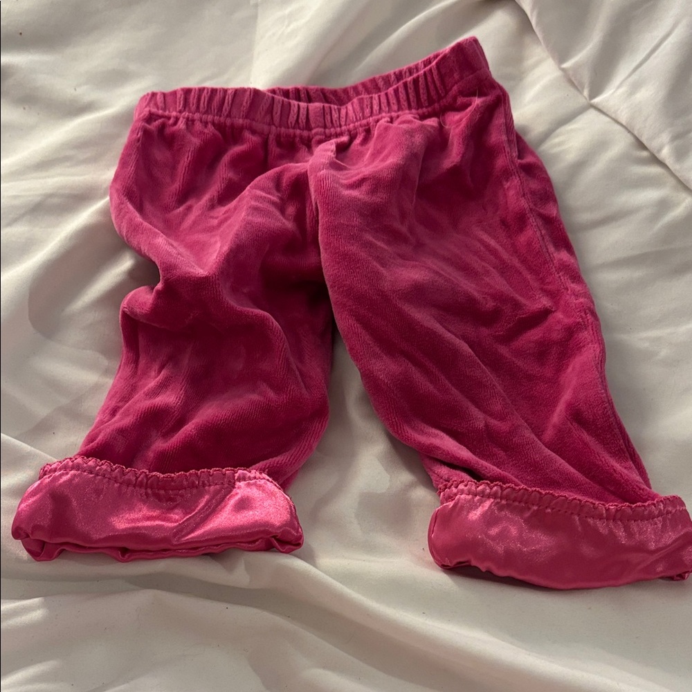 Small Wonders Fuchsia Kids Velour Bottoms 6-9 months
